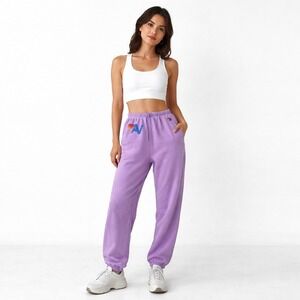 Aviator Nation Logo Jogger Sweatpants Neon Purple Size Medium Made in USA